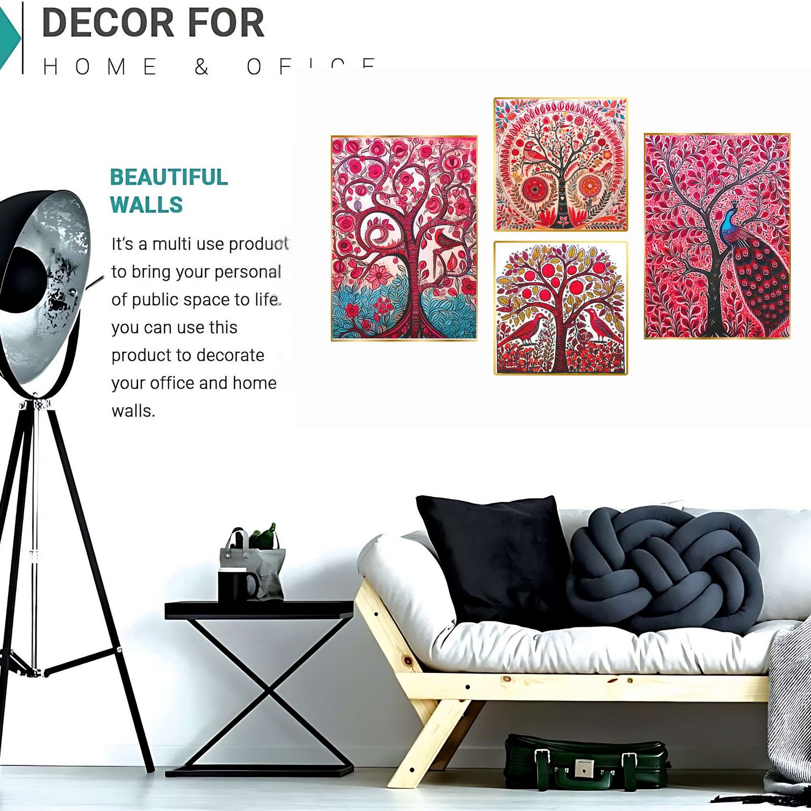 Set of Four Wall Paintings for Wall Dacoration Golden Framed Wall Paintings for Living Room & Bedroom Wall Art for Home Decoration & Office Wall Dรฉcor (13x10 inch CH-GD4-4) - Image 2