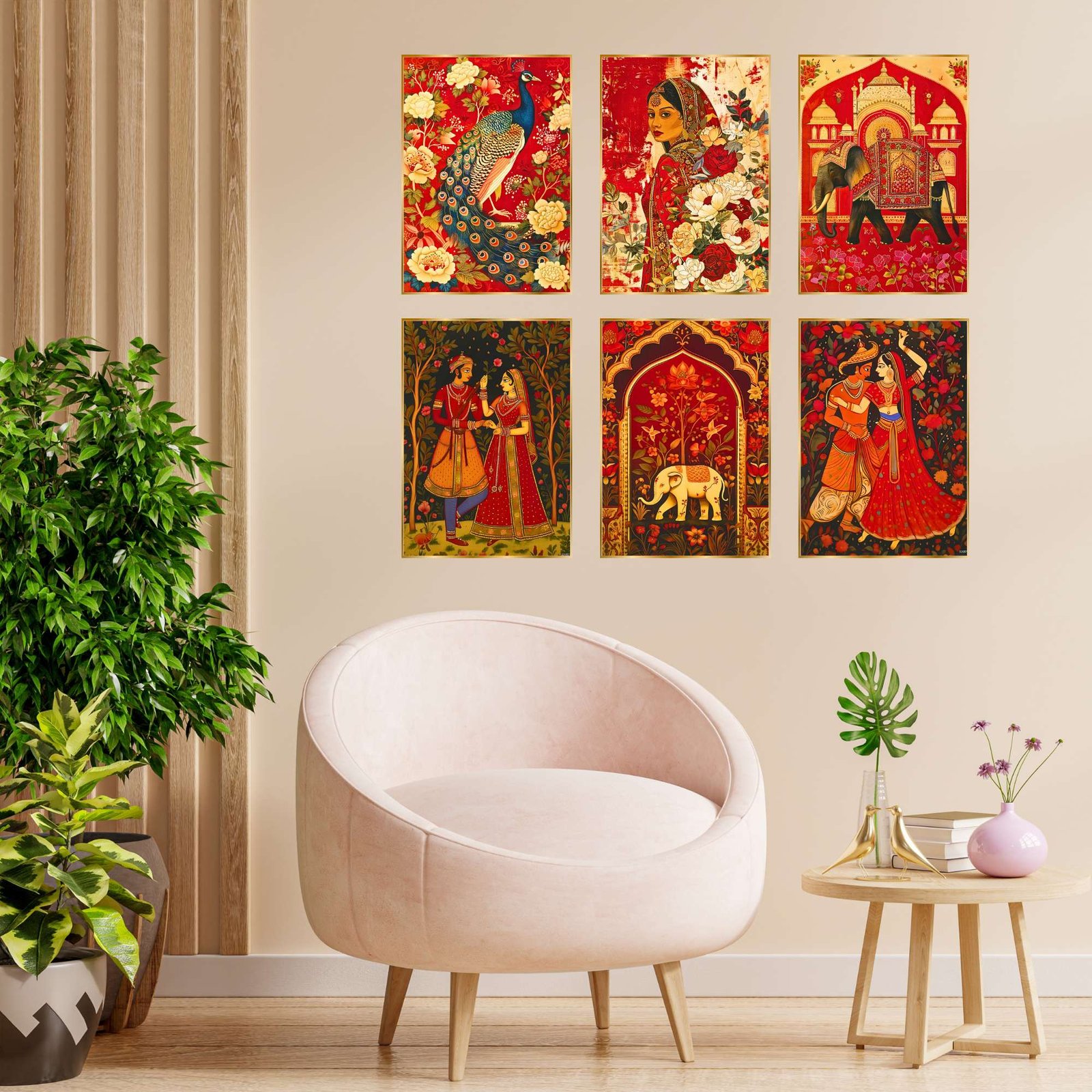 Set of Six Wall Paintings for Wall Dacoration Golden Framed Wall Paintings for Living Room & Bedroom Wall Art for Home Decoration & Office Wall Dรฉcor (17x13 inch CH-GD6-11)