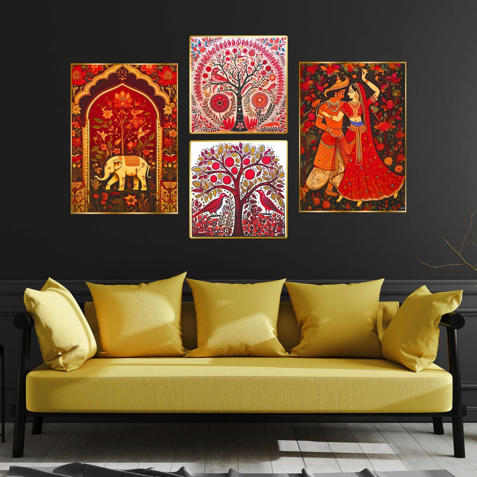 Set of Four Wall Paintings for Wall Dacoration Golden Framed Wall Paintings for Living Room & Bedroom Wall Art for Home Decoration & Office Wall Dรฉcor (13x10 inch CH-GD4-3) - Image 4