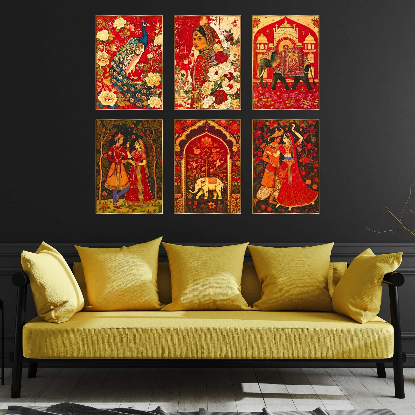 Set of Six Wall Paintings for Wall Dacoration Golden Framed Wall Paintings for Living Room & Bedroom Wall Art for Home Decoration & Office Wall Dรฉcor (17x13 inch CH-GD6-11) - Image 4