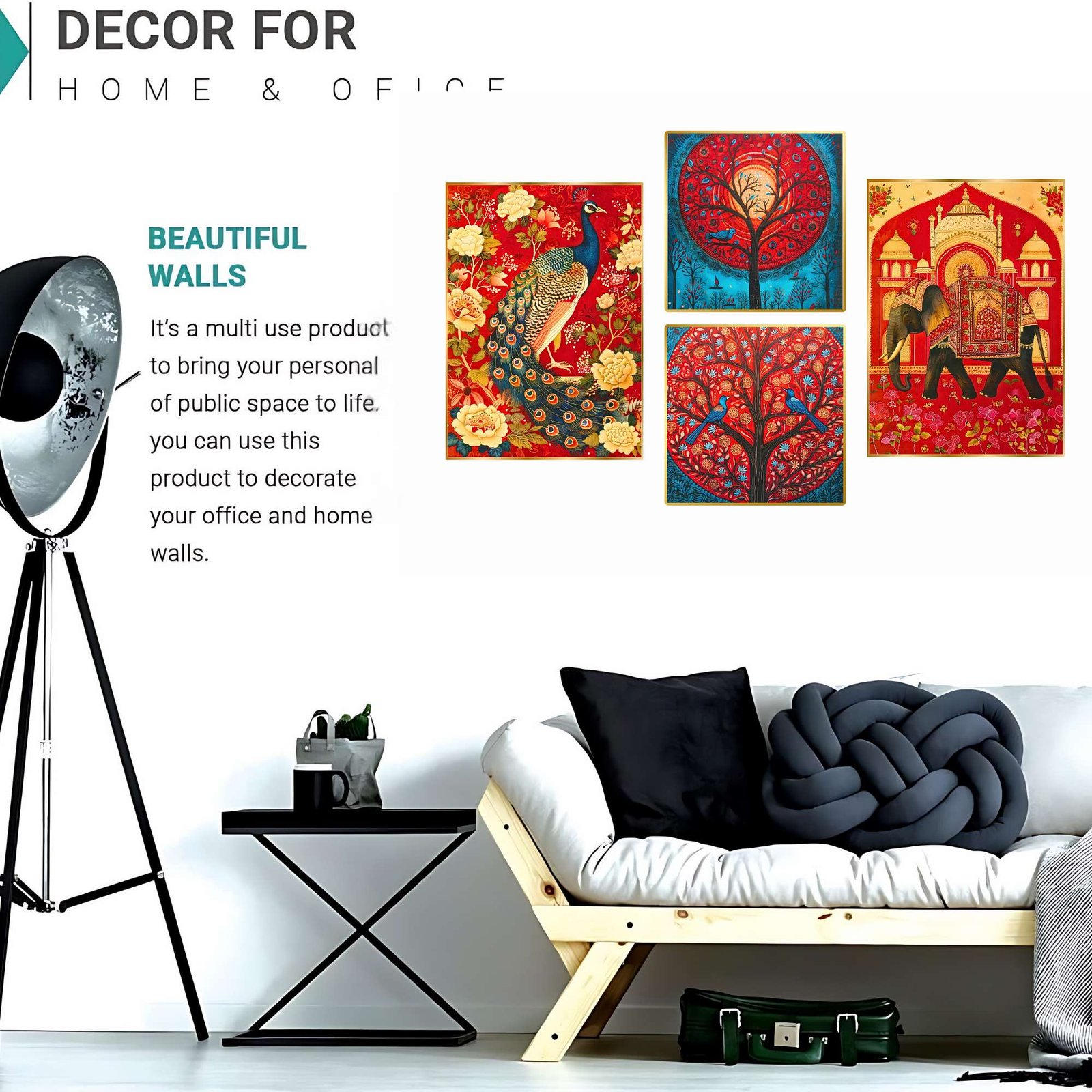 Set of Four Wall Paintings for Wall Dacoration Golden Framed Wall Paintings for Living Room & Bedroom Wall Art for Home Decoration & Office Wall Dรฉcor (13x10 inch CH-GD4-15) - Image 2