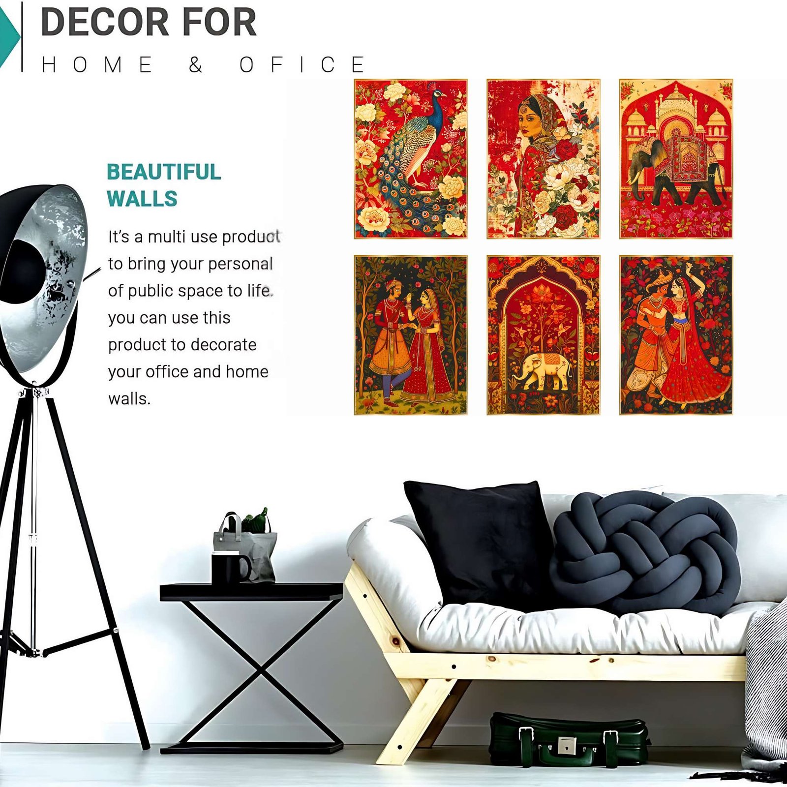Set of Six Wall Paintings for Wall Dacoration Golden Framed Wall Paintings for Living Room & Bedroom Wall Art for Home Decoration & Office Wall Dรฉcor (17x13 inch CH-GD6-11) - Image 2