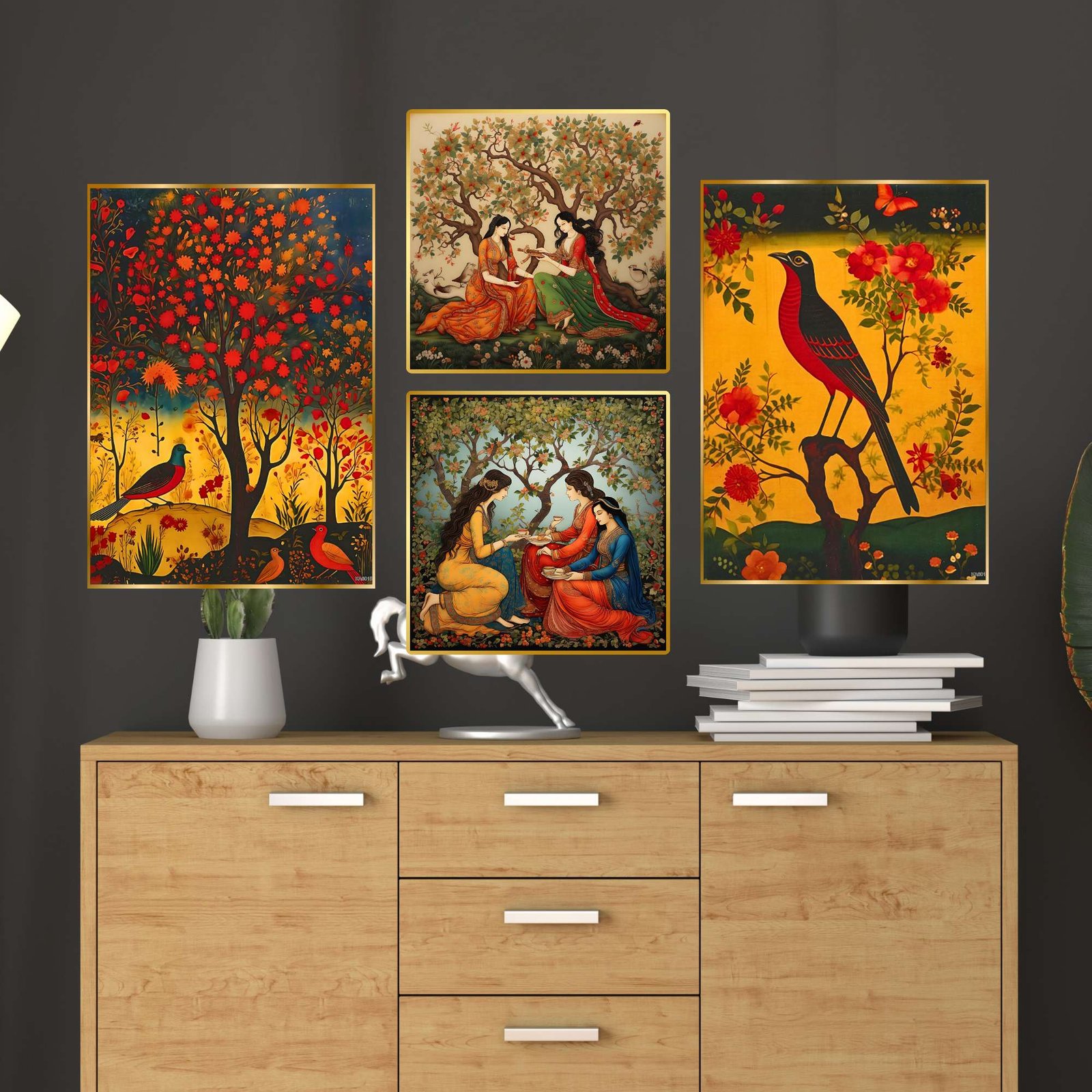 Set of Four Wall Paintings for Wall Dacoration Golden Framed Wall Paintings for Living Room & Bedroom Wall Art for Home Decoration & Office Wall Dรฉcor (13x10 inch CH-GD4-13) - Image 3